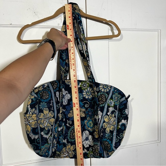 Vera Bradley Large Duffel Weekender Bag Bayou Print Blue Yellow Floral Travel - Picture 6 of 9